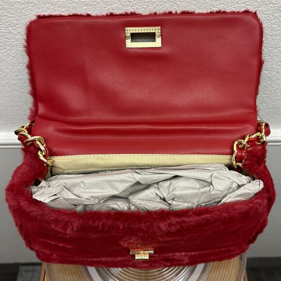 NWT, Hello 3 am Women’s Faux Fur & Faux Leather Burgundy Hand Bag or CrossBody - Picture 9 of 16